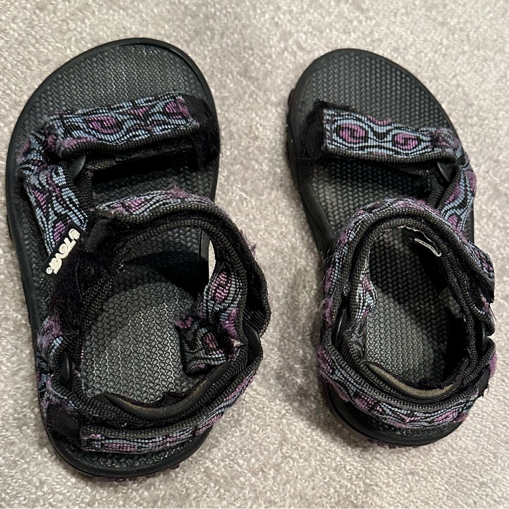 Teva Black Sandals with Purple Accent Straps